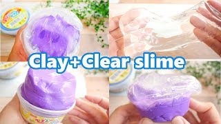 【ASMR】クリアスライムの作り方→【ダイソー】のび～るまじかるねんどと混ぜ合わせる！【音フェチ】【１００均スライム】슬라임