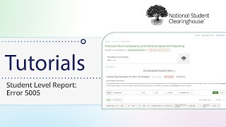 FVT/GE Reporting: Student Level Report: Error 5005