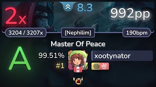 8.3⭐ xootynator | Rhapsody Of Fire - Master Of Peace [Nephilim] +HDHR 99.51% #1 | 992pp 2❌ - osu!