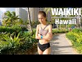 HAWAII TRIP - Watching People Walking to Hilton Hawaiian Village Resort Waikiki Beach