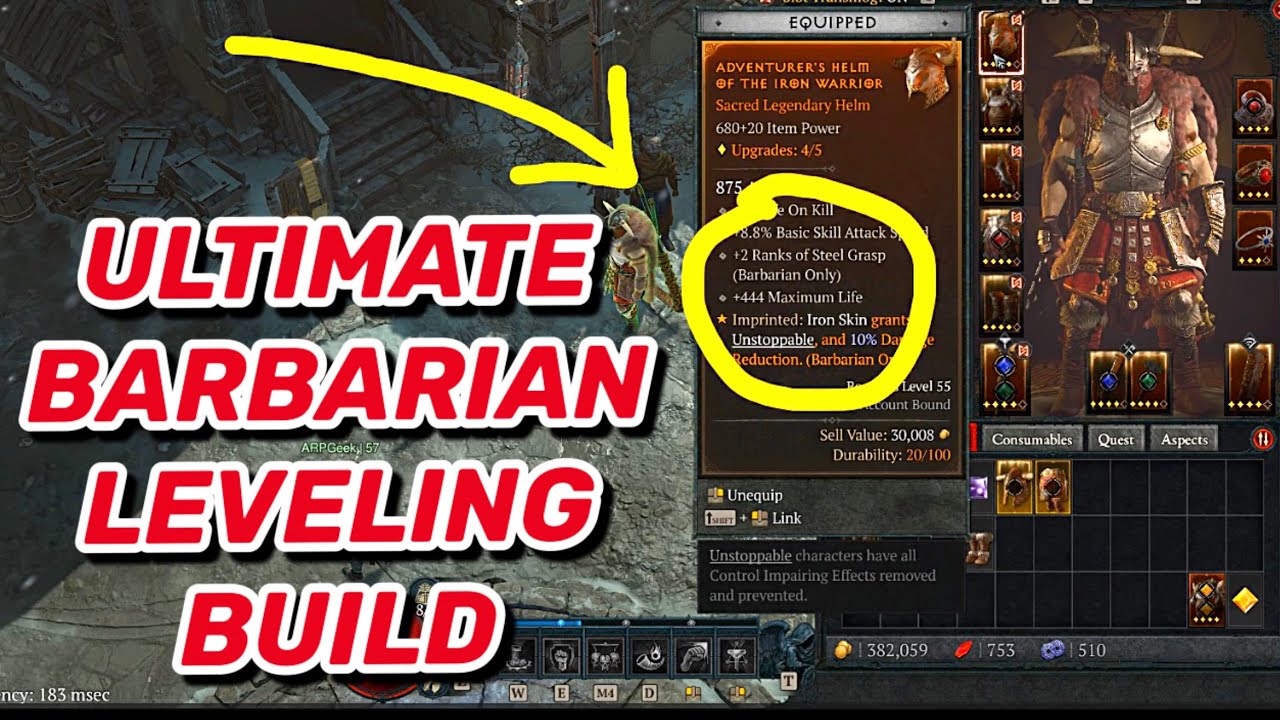 The BEST Barbarian Leveling Build In Diablo 4 - Diablo 4 DEFENSIVE TANK ...