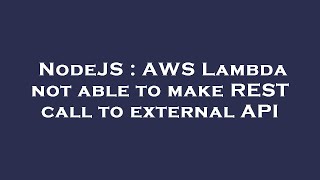 NodeJS : AWS Lambda not able to make REST call to external API