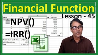 NPV and IRR in excel | Ms excel for beginners - 45 | Financial formula in excel
