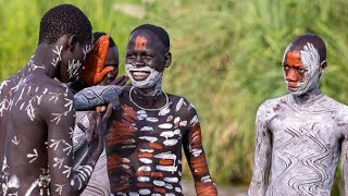Suri Tribe Body Painting Omo Valley Ethiopia