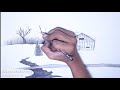 how to draw awesome winter landscape with snow pencil sketch