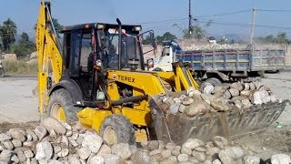 JCB and Terex Backhoes-Loading Gravel and Stone