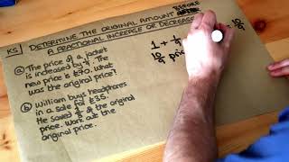 Determine the original amount after a fractional increase or decrease.