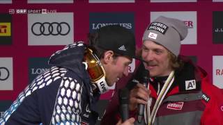 Felix Neureuther crasht Pressekonferenz mit Manuel Feller am 19.02.2017 in St. Moritz