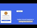 how to make a browser cookies consent popup box UI design using html css and vanilla JavaScript.