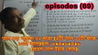 তাল বড় খামসা ৩২ মাত্রা (৫টী তাল ১১টী ফাঁক ১৬টী কাল)ছন্দ- ৮+৪+৮+৪+৮      (প্রথম তাল ইহার সোম)