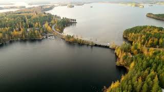 Punkaharju from air Runeber Hill autumn 4K Finland