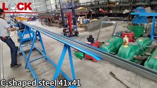 C-shaped steel 41X41#coldrollformingmachine #column #rollingmill #machine #cshapedpurlinmachine