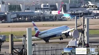 Vento forte a Heathrow: l'aereo tocca la pista, ma è costretto a riprendere quota