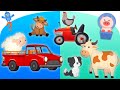 Animalele Domestice, Masina si Tractorul - La ferma - Desene animate educative