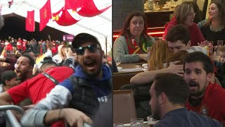 Les supporters du Maroc et du Portugal réagissent au coup de sifflet final du match | AFP Images
