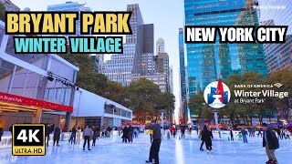 Christmas in New York City | Bryant Park Winter Village Walking Tour [ 4K ]