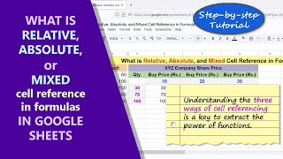 Google Sheets | Relative | Absolute | Mixed | Cell Reference | Examples |Spreadsheet | Tutorial
