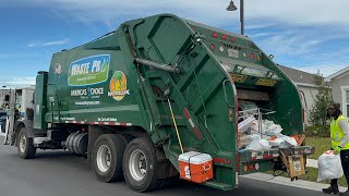 Waste Pro Mack New Way Rear Loader Garbage Truck Packing Post Christmas Trash