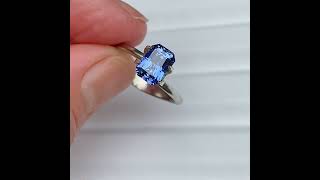 1.39ct emerald radiant cut blue sapphire, Sydney jeweller Lizunova Fine Jewels.