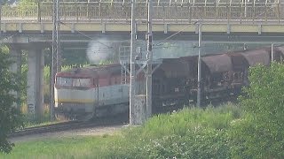 Slovakia: ZSSK Slovakian railways diesel hauled passenger and freight trains at Zvolen mesto station