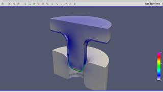 Code Aster intermediate step of progressive deep drwing pov