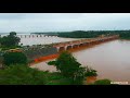 tungabhadra river at harihara davanagere aerial view shot from drone flood situation in karnataka