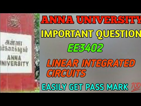 Ee3402 Linear Integrated Circuits Anna University Exam Important