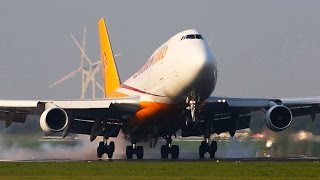 HEAVY Time at Amsterdam Schiphol - Polderbaan Landings - Boeing 747, Boeing 787, B777 ...