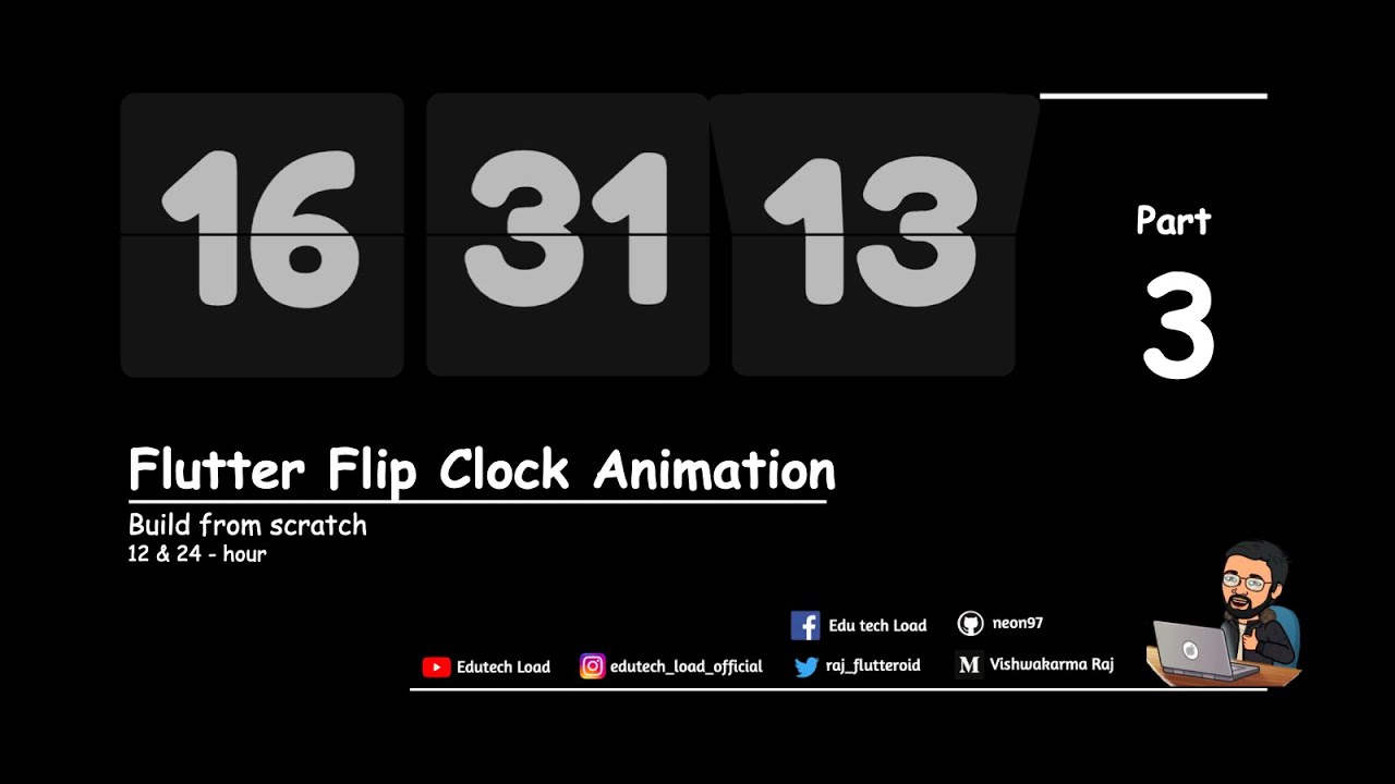 Flip Clock Animation Flutter Part 3 Youtube