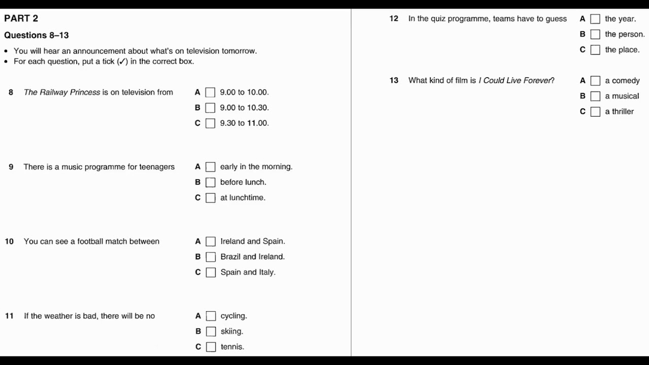 Listening B1 Pet 3 Test 1 Part 2 Youtube