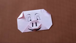 porquinho de papel origami desenhado