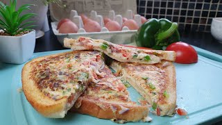 Cheese Egg Toast Breakfast Recipe | One Pan Egg Tost | Omelette Sandwich | Food Ocean