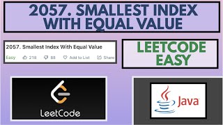 Leetcode | 2057. Smallest Index With Equal Value | Easy | Java Solution