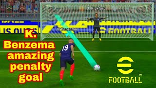 efootball 23 Karim Benzema amazing penalty goal 🔥🔥 #shorts