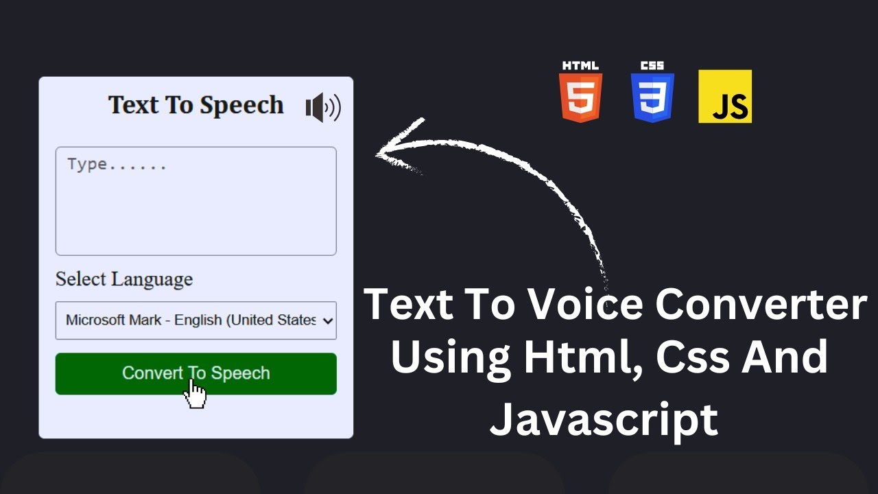 Text To Speech Converter In HTML CSS & JavaScript | No External Library ...