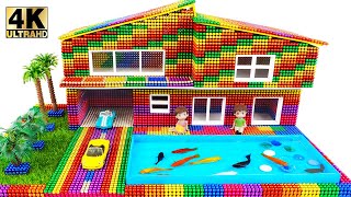 DIY - بناء منزل جميل يحتوي على سيارات مرآب ومسبح من الكرات المغناطيسية (مرضية)