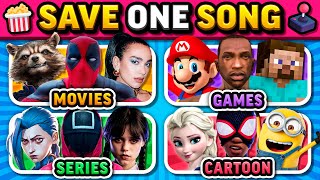 🍿MOVIES vs GAMES vs SERIES vs CARTOON 🎮 Save One Song | Music Quiz Challenge