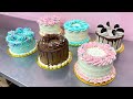 6 Simple Buttercream Cake Designs | Real Time Cake Decorating Video