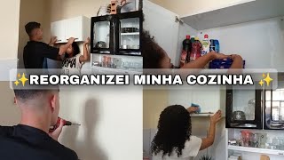 REORGANIZEI MINHA COZINHA |INSTALAMOS UM ARMÁRIO NOVO+ MUDEI AS COISAS DE LUGARES