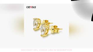 OEVAS Classic 100% 925 Sterling Silver Pear Real Moissanite Gemstone Ear Studs White Gold Earrings F