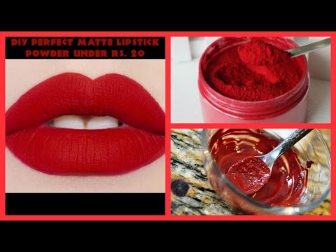 DIY PERFECT MATTE LIPSTICK POWDER UNDER RS 20 || EASY TO MAKE IN 5 MINUTES DIY PERFECT MATTE LIPSTICK POWDER UNDER RS 20 || EASY TO MAKE IN 5 MINUTES