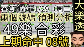 鍾哥大樂透（49樂合彩）1/29（周三）兩個號碼 預測參考，上期中獎 08號 #樂透 #大樂透 #49樂合彩 #春節 #春節大紅包