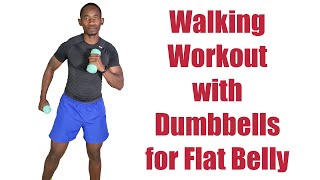 Walking Workout with Weights for Flat Belly/ 20 Minute Walk at Home with Dumbbells
