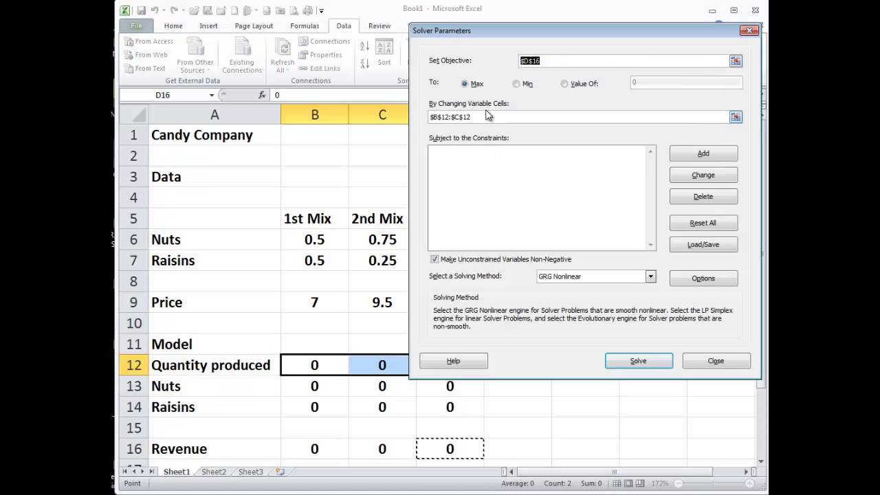 Solver In Excel Example