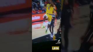 LeBron James starts his birthday off with a amazing AND1 dunk ref no call vs Hawks #nba