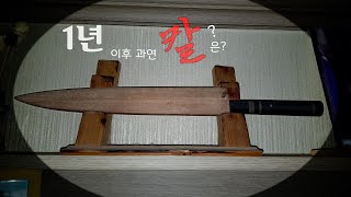 [KR 초급] 엄청 비싼 탄소강 칼 1년동안 방치하면 녹날까? 녹방지 기름 테스트 네노히 백2강 혼야끼 사시미칼.