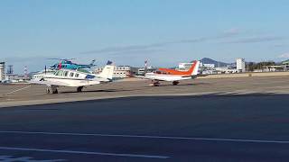 【名古屋空港への着陸】愛知県警察のヘリコプター アグスタ A109E(JA6922)「あかつき」2018.2.18