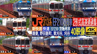 4K / JR東海 東海道本線 313系 新快速 120km/h高速通過集!! EF210 貨物列車 新快速の煽りを受けた通過集!! 逢妻駅, 野田新町駅, 東刈谷駅, 刈谷駅にて