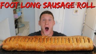 FOOT LONG SAUSAGE ROLL CHALLENGE | Half Day of Eating & Training