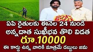 ఏపి రైతులకు 24 వ తేదీ నుండి ఖాతాల్లోకి 13000 జమ అవుతుంది|pm kisan payment status|annadatha sukibhava